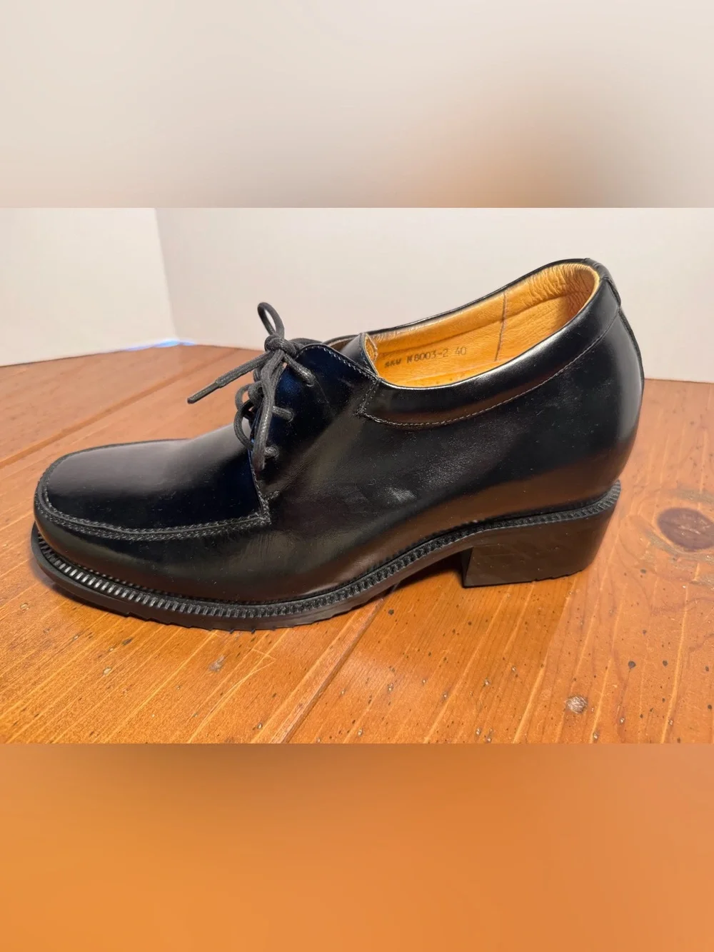 CONSTEP Leather Elevator Lace Up Oxford Lift Shoes - Men's Size 40 - Black